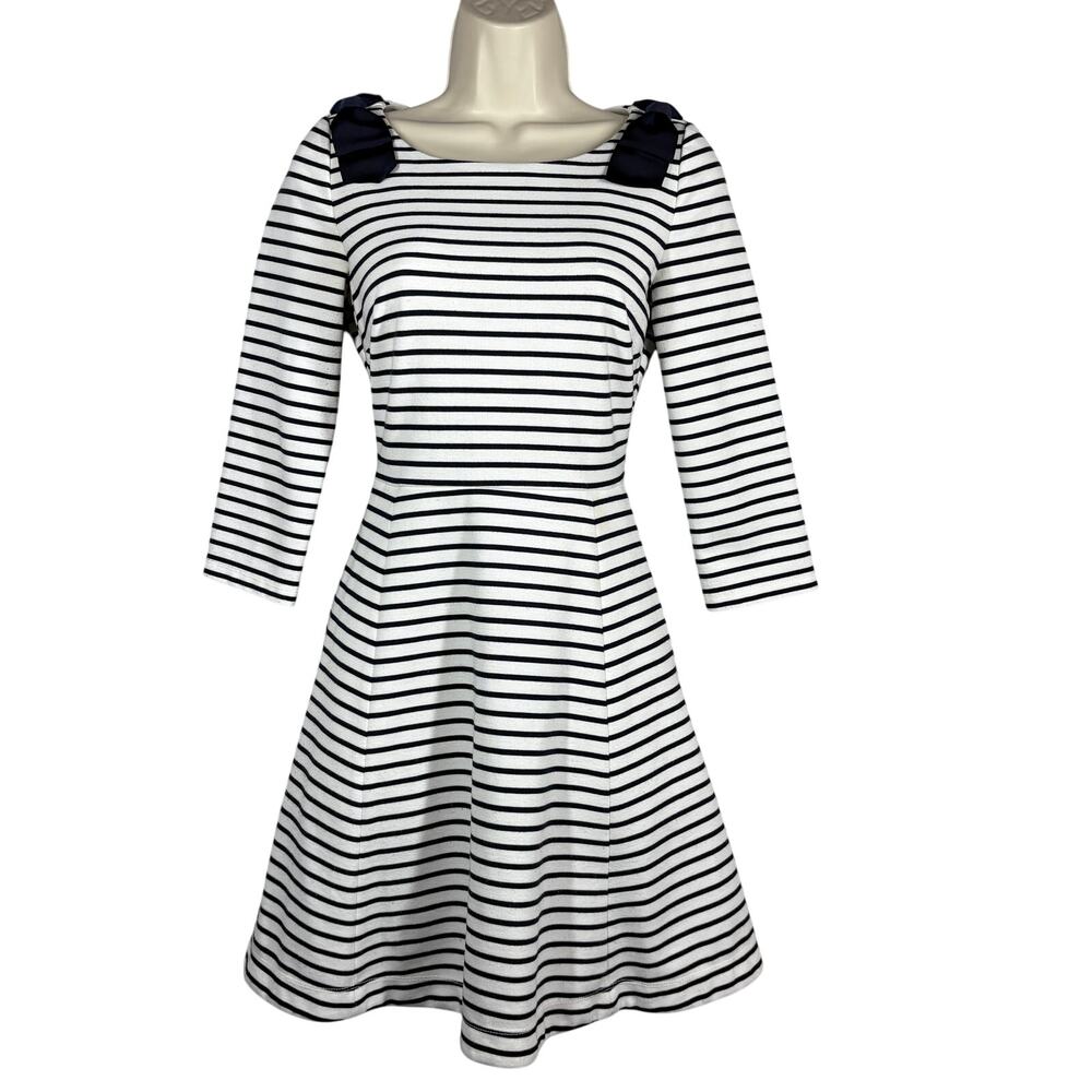 Kate Spade Stripe Jersey Dress Fit & Flare Nautical Sailor Cute Casual - XS